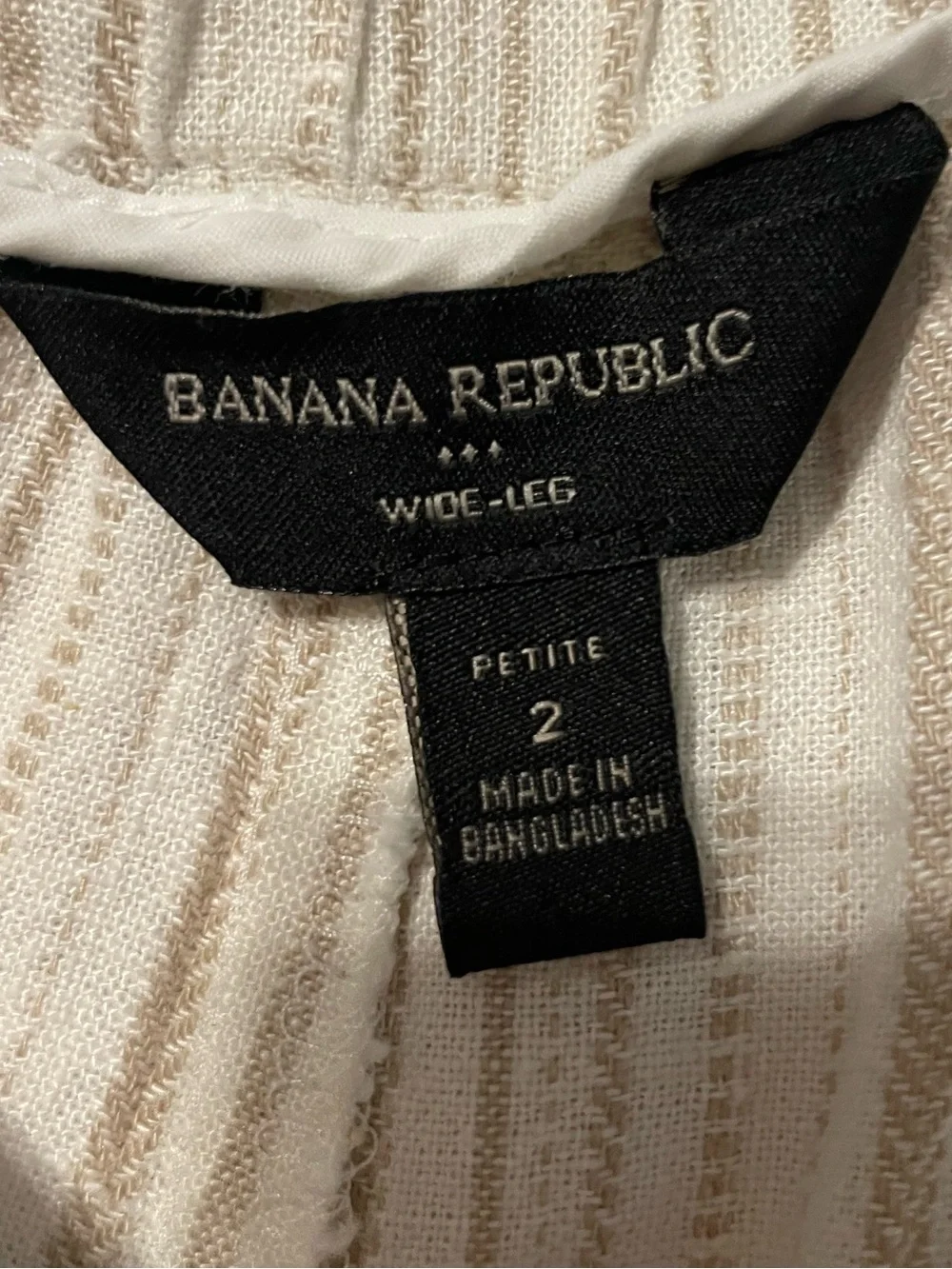 Banana Republic Petite Linen Blend Wide Leg Pants Striped Pockets Size 2P